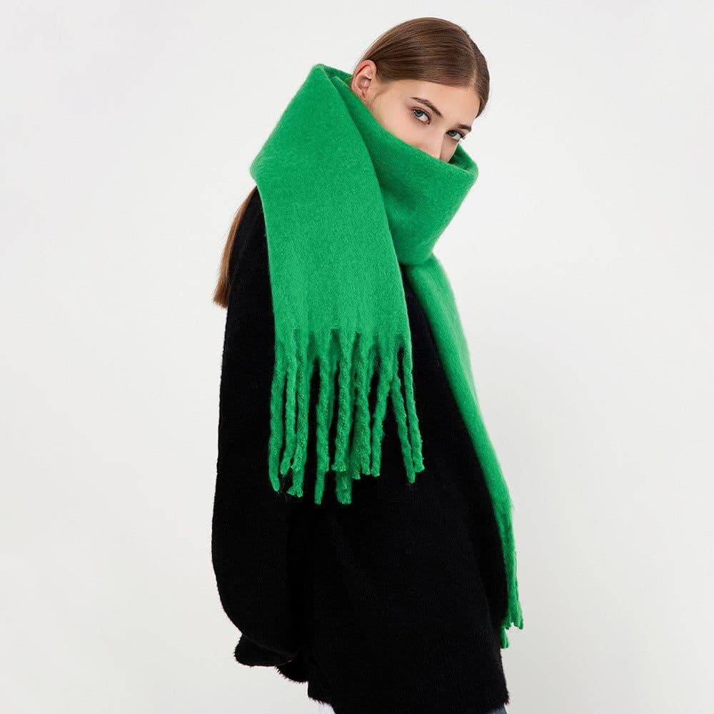 image-GINES LILY 28-Color Cashmere Scarf - Army Green, 43x225cm Warm