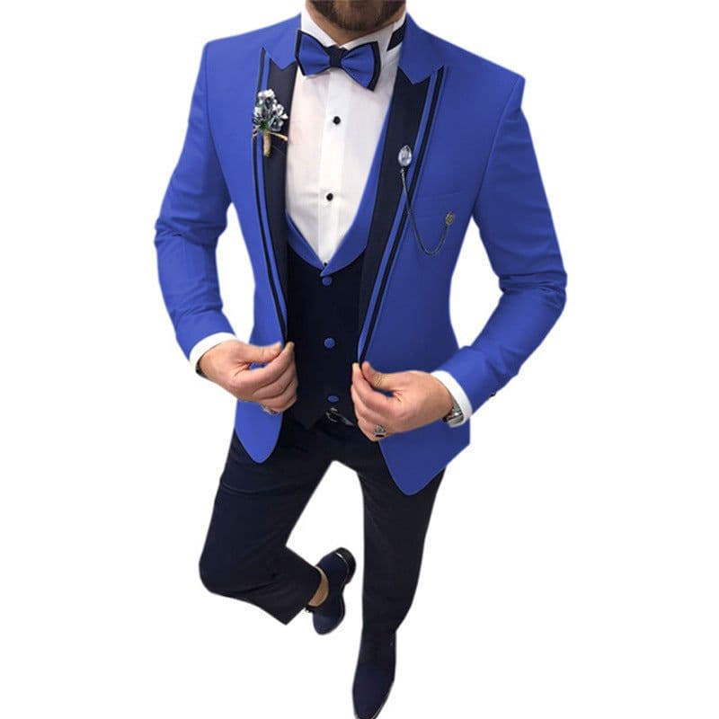 image-Cross-border new men's suit three-piece lapel slim wedding groom best man suit men's suit