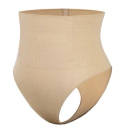 image-Women's High-Waist Shaping Thong - Nylon Seamless Tummy Control