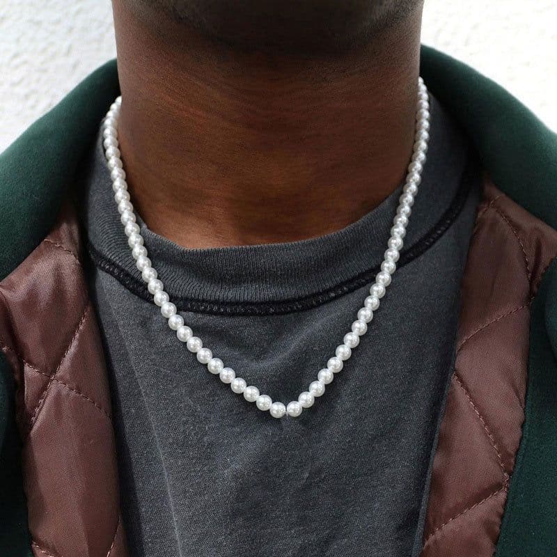 image-Cross-border Hot Sale Long Imitation Pearl Necklace Unisex Light Luxury Temperament Versatile Simple Necklace Jewelry Wholesale