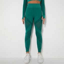 image-Spot goods! European and American cross-border seamless knitted sexy striped moisture-wicking yoga pants sports running fitness pants women