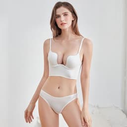 image-u-shaped sexy gathered glossy seamless bra invisible bra large backless underwear women's suit
