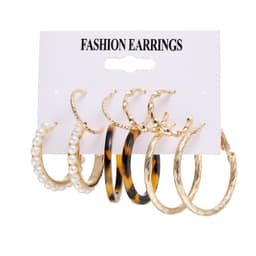 image-Acrylic Pearl Earring Set - 5 Pairs Mixed Style Women