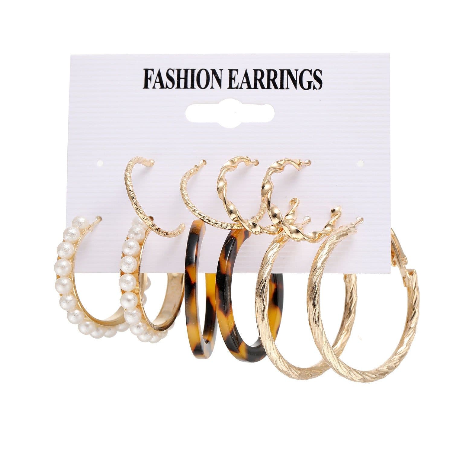 image-Acrylic Pearl Earring Set - 5 Pairs Mixed Style Women