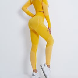 image-Women's Pink Fitness Set - Long Sleeve Top & Yoga Pants