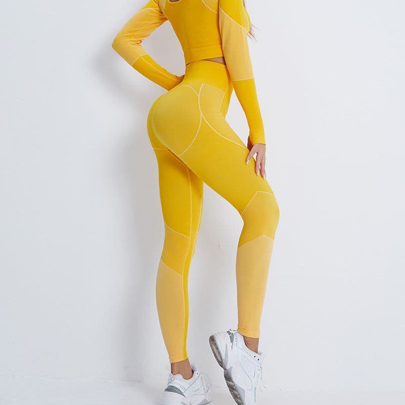 image-Women's Pink Fitness Set - Long Sleeve Top & Yoga Pants