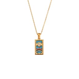image-Ding Ran 18K Gold-Plated Zircon Tarot Necklace - Fashion Geometry 41cm-50cm