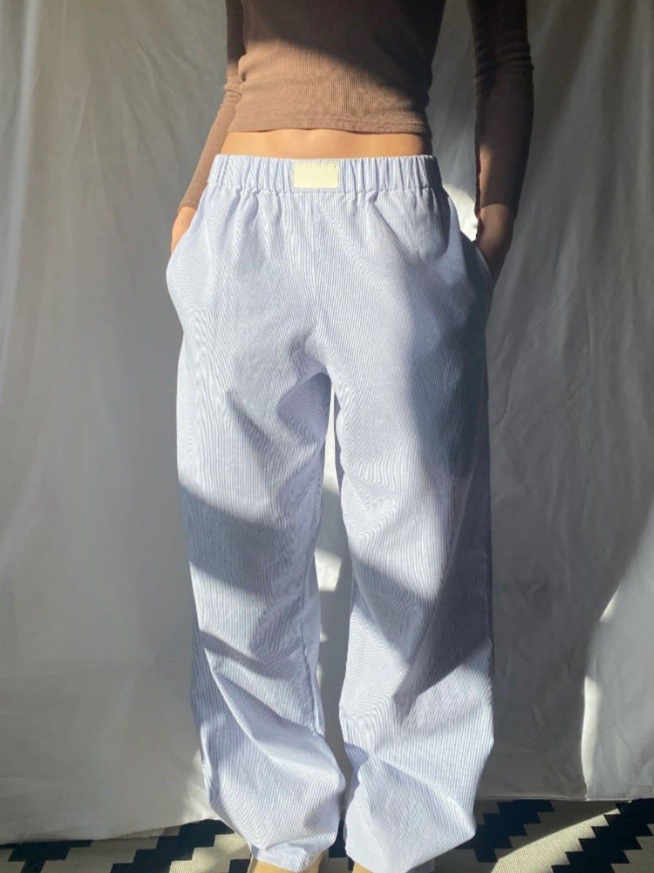 image-Boli Family Women's Striped Casual Pants - Pink High Waist