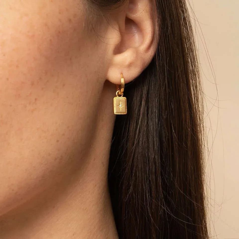 image-Eight-Pointed Star Earrings Women 925 Silver Gold