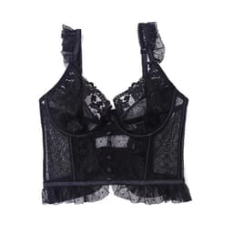 image-New French style sexy ultra-thin shapewear heavy industry embroidery perspective sexy multi-breasted corset bra set