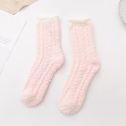 image-Coral Velvet Winter Warm Thickened Cat Socks for Women - Blue Medium Tube