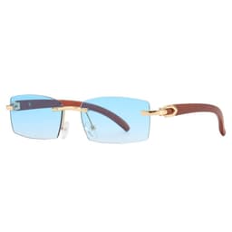 image-Spot wholesale fashion sunglasses European and American cross-border men's and women's frameless imitation wood grain temples sunglasses sunglasses