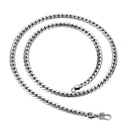 image-Factory wholesale S925 sterling silver fashion Thai silver retro personality flat necklace 5mm vajra buckle snake bone chain men