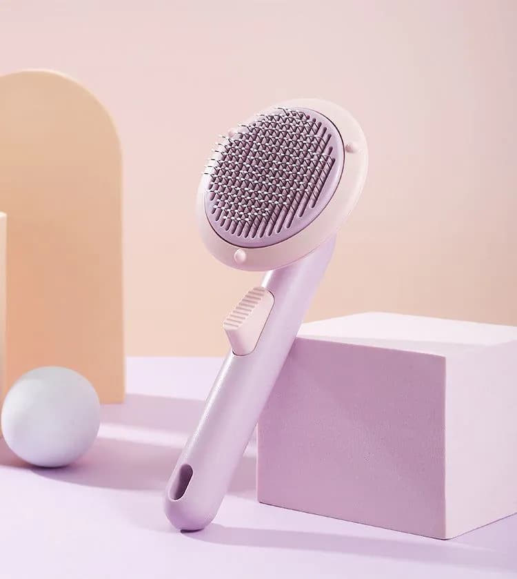 image-Pet Hair Removal Comb Dog Grooming Brush Gray Blue