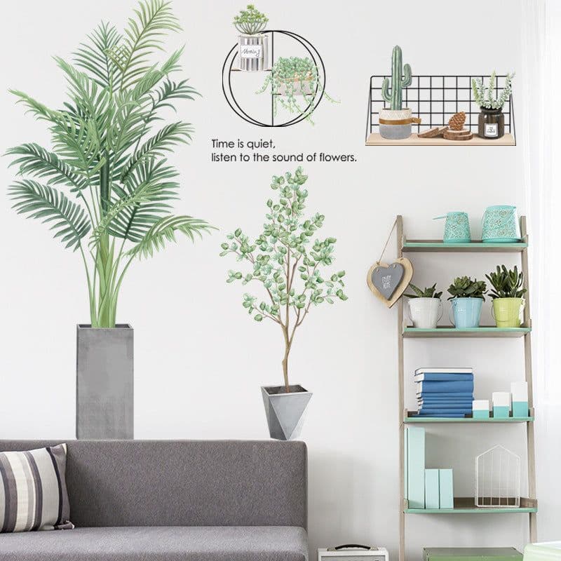 image-Green PVC Wall Stickers - Mural 30x90cm - 2 Pieces - Waterproof - Living Room Decoration