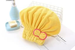image-Coral Fleece Dry Hair Cap - Princess Bow Pink