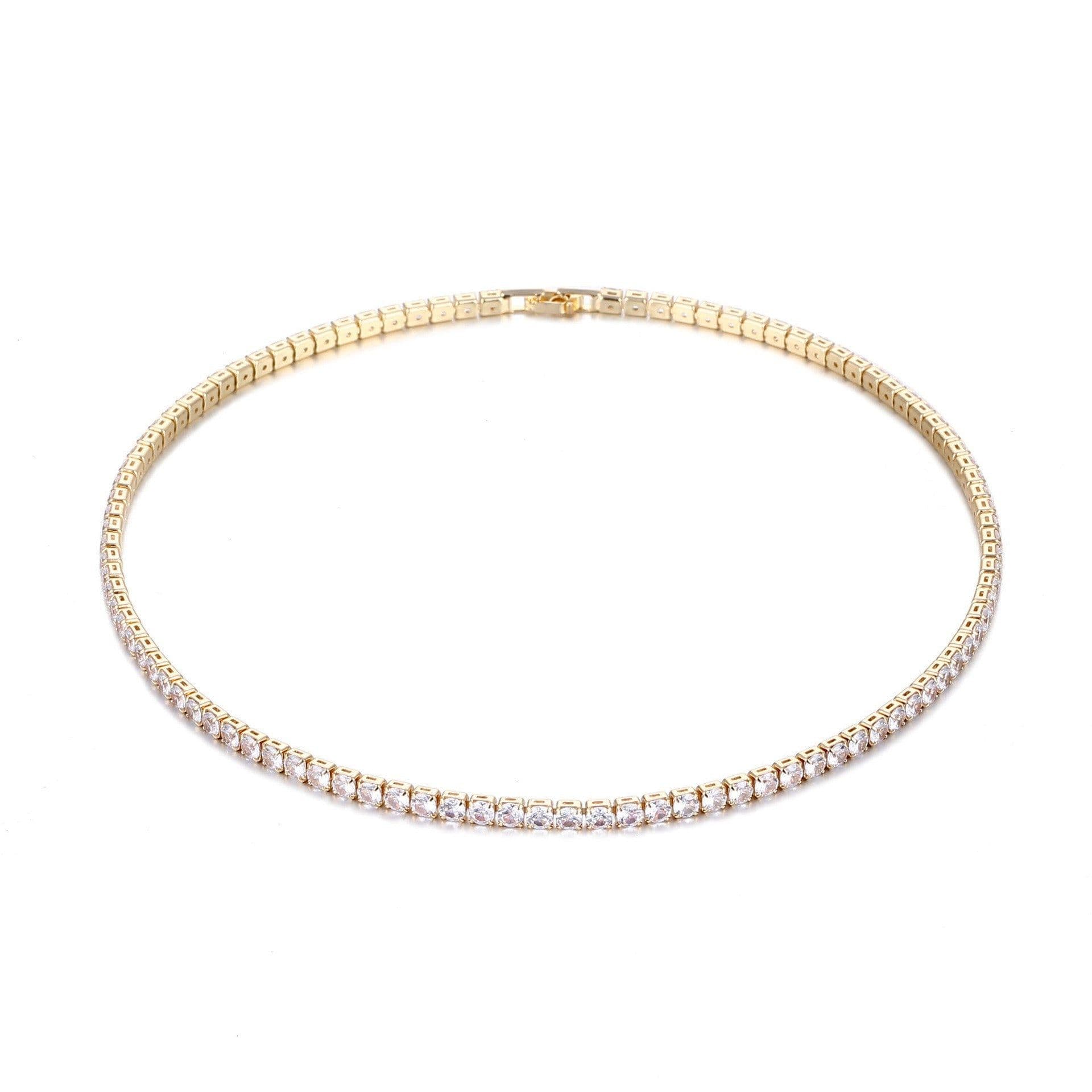 image-Tennis Chain Necklace - Copper Zirconia 4mm 16" White Gold