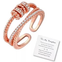 image-Zircon Ring - White Gold Adjustable Geometric Open