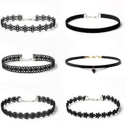 image-6Pcs Biao Ke Lace Choker Necklace Set - Geometry Alloy 21-50cm