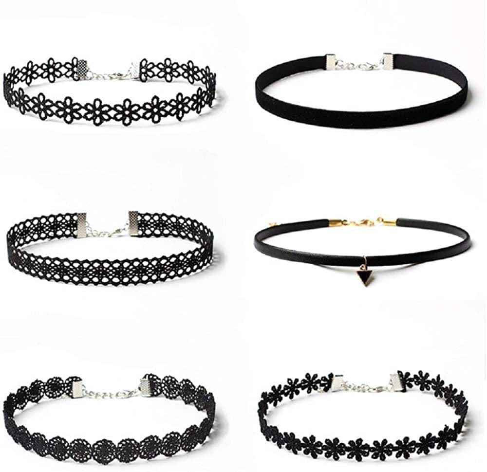image-6Pcs Biao Ke Lace Choker Necklace Set - Geometry Alloy 21-50cm