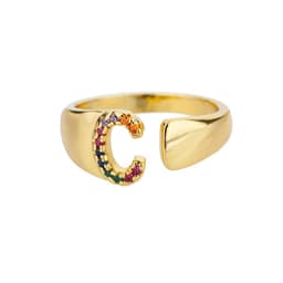 image-Retro Zirconia 26 Letter Adjustable Ring - Personalized Fashion Design