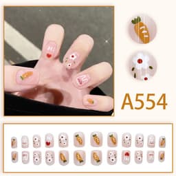 image-Summer fresh, sweet and cool style manicure, wearable nail pieces, French line blending, removable fake nail pieces, finished products wholesale