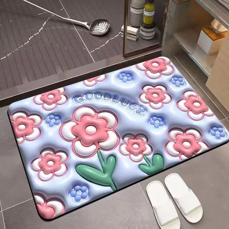 image-Bathroom Mat - Machine Washable Square Non-Slip Pad