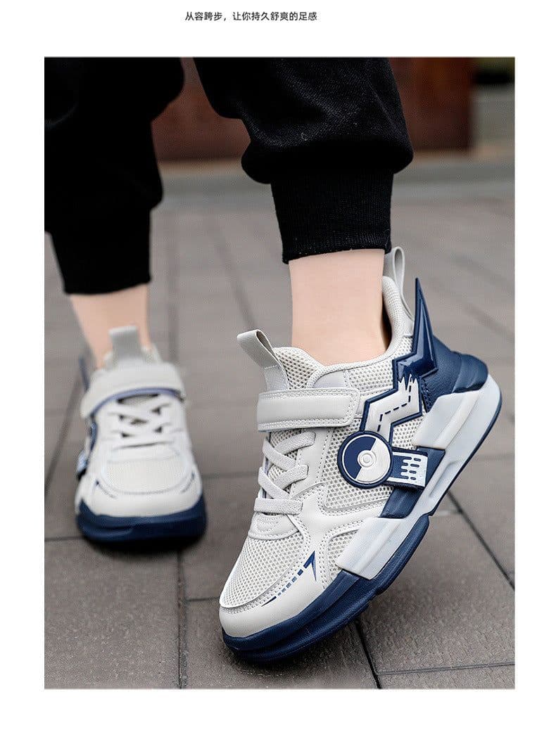 image-Autumn middle and big children's shoes boys sports shoes primary school students single mesh children's shoes boys travel shoes mound tail foreign trade