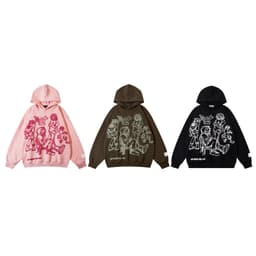 image-Zongchi Graffiti Hoodie - Pink Cartoon Loose