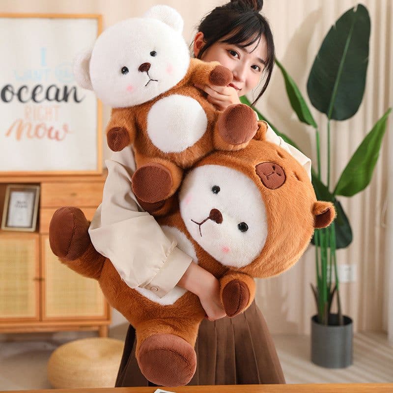 image-Internet celebrity Kapibala transforms into a bear plush toy, cute cross-dressing Capybara doll as a birthday gift for children