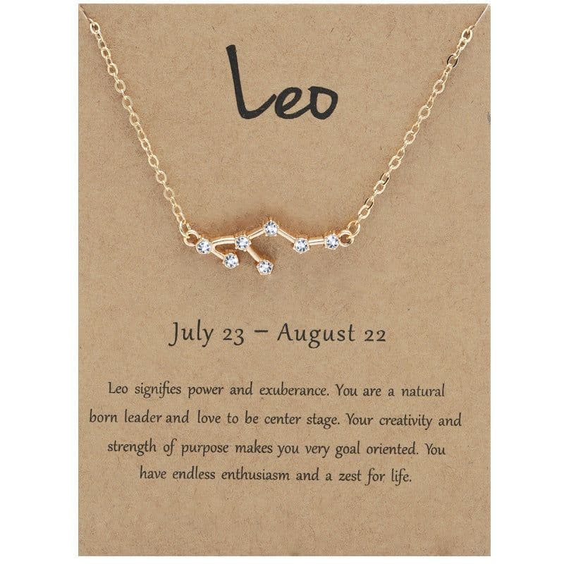 image-Yulu 12-Constellation Diamond Necklace Alloy Clavicle Chain - Brown