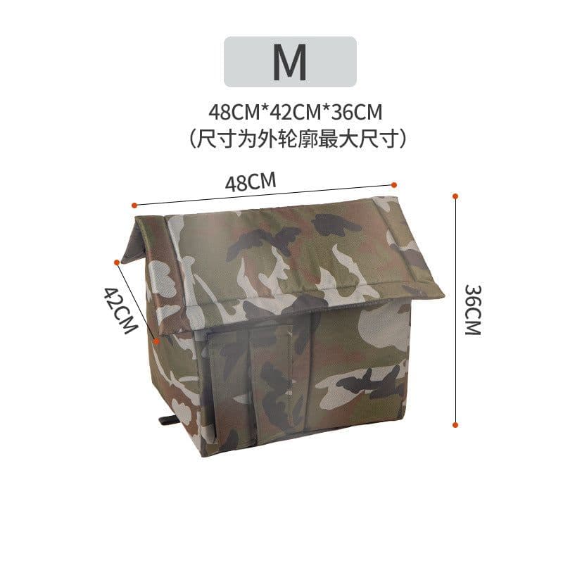 image-Meow Outdoor Rainproof Cat Kennel - Warm Oxford Cloth - Gray Camouflage - S-XL
