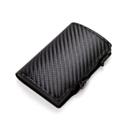 image-Manufacturer wholesale RFID anti-theft brush aluminum alloy side push test card bag Amazon men's retro PU leather wallet customization