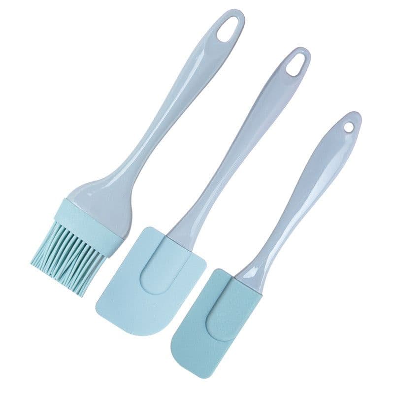 image-Silicone Scraper 3-Piece Set - Cream Spatula Oil Brush Baking Tool