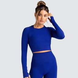 image-Women's Long Sleeve Yoga Top - Black Nylon Spandex
