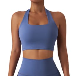 image-Back Halter Sports Bra - Quick-Dry Yoga Black