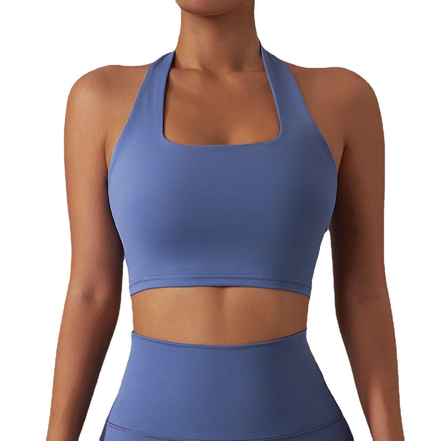 image-Back Halter Sports Bra - Quick-Dry Yoga Black