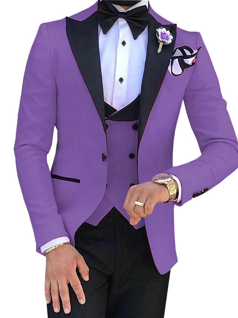 image-Cross-border Explosive Men's Suit Three-piece Suit Gun Barge Collar Wedding Suit Men's Suit One Drop Shipping Factory