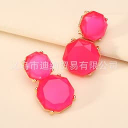 image-Geometric Resin Earrings - Multi-Layer Octagonal Design