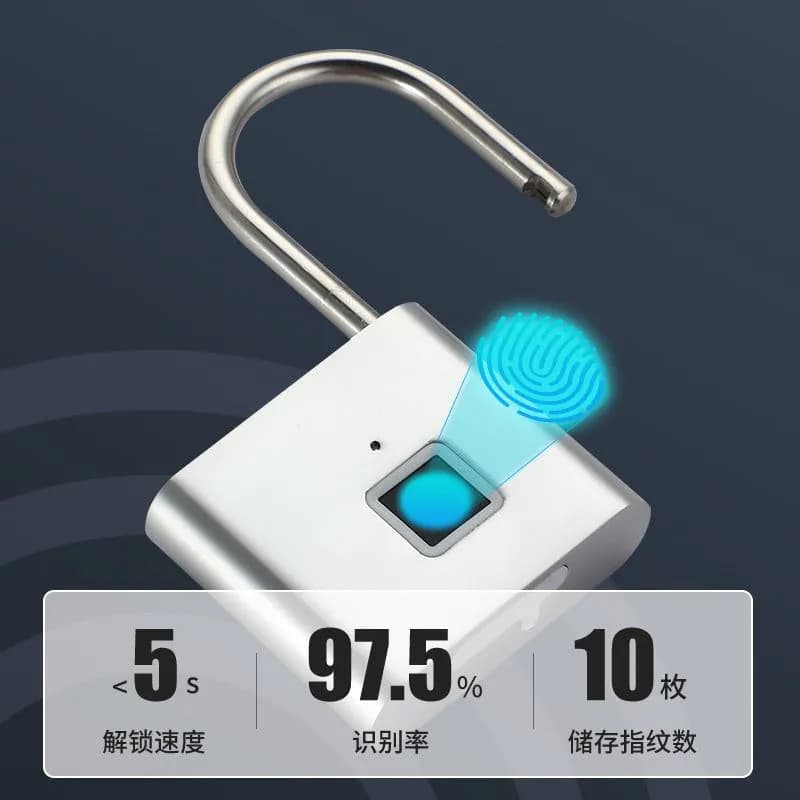 image-Smart Fingerprint Padlock Outdoor Waterproof Antirust Padlock Smart Electronic Padlock Head Door Anti-theft Combination Lock Cabinet