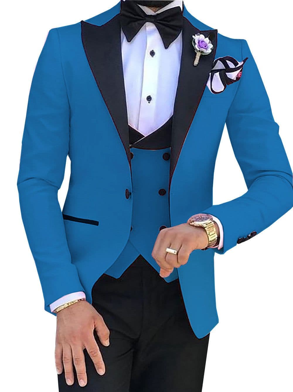 image-Cross-border Explosive Men's Suit Three-piece Suit Gun Barge Collar Wedding Suit Men's Suit One Drop Shipping Factory