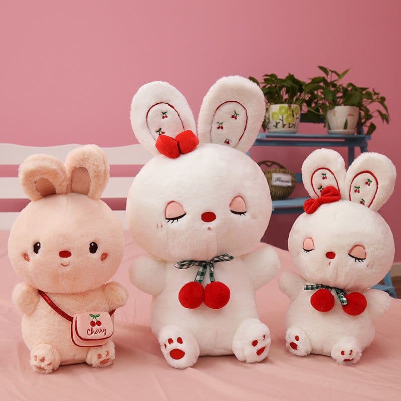 image-Cartoon Peach Bunny Plush Toy - Cherry Rabbit Doll Gift for Kids
