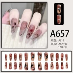 image-Autumn and winter gentle and pure desire simple style wearable manicure patches short, medium and long style white removable fake nail patches