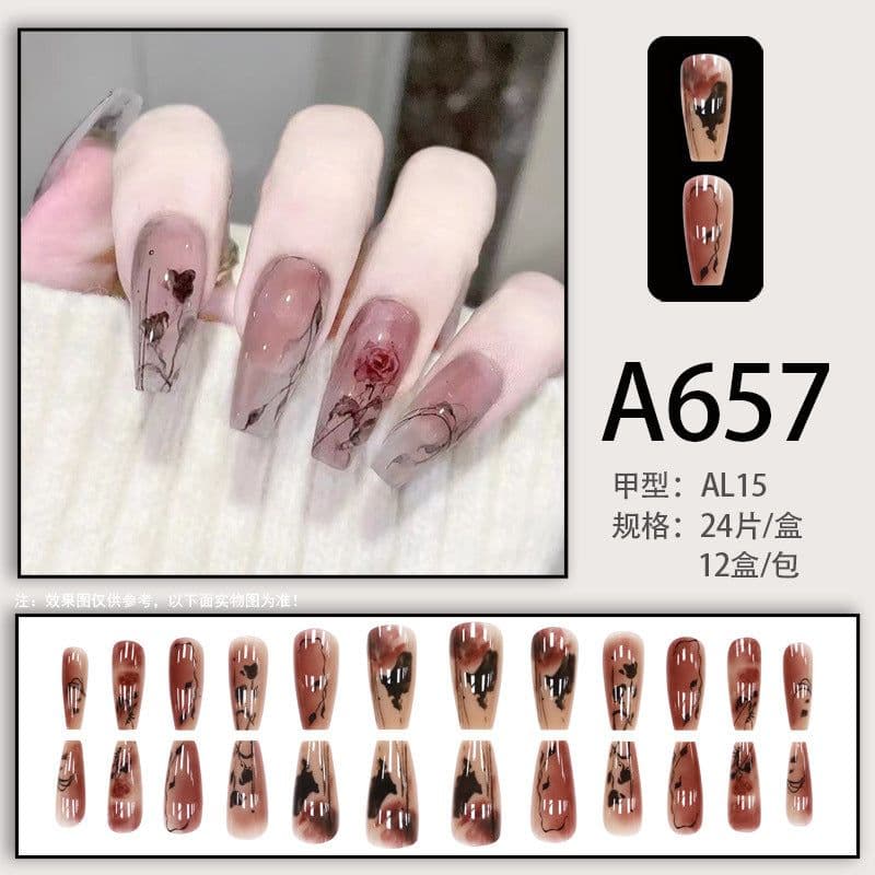 image-Autumn and winter gentle and pure desire simple style wearable manicure patches short, medium and long style white removable fake nail patches