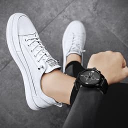 image-European Station Mens White Low Top Sneakers Casual Shoes