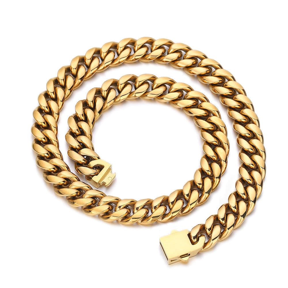 image-Stainless Steel Cuban Chain Necklace - Gold 6mm