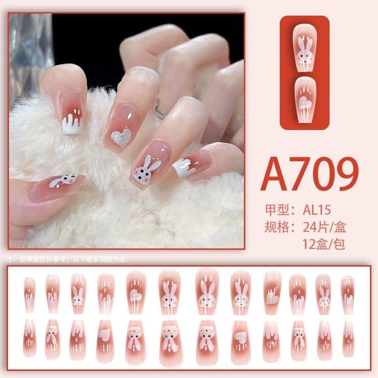 image-Autumn and winter gentle, sweet and pure desire INS style manicure wear nail polish girl whitening printed ice transparent fake nail polish