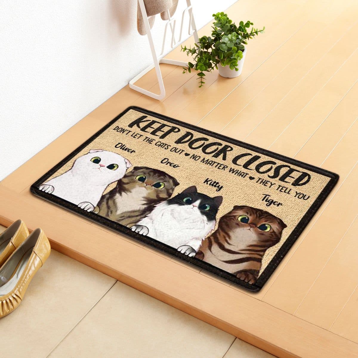 image-Dilla Cartoon Cat Floor Mat - Dark Coffee 40x65cm