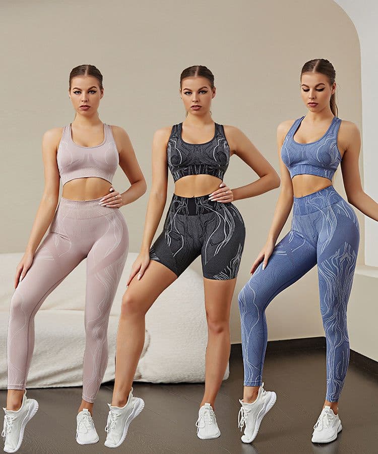 image-Shark Ladies Knitted Sports Bra & Trousers Set - Black