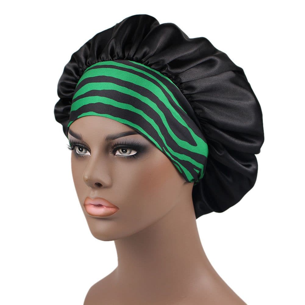 image-Amazon hot selling wide strip wide brim high elastic headband night cap ladies chemotherapy cap hair care cap